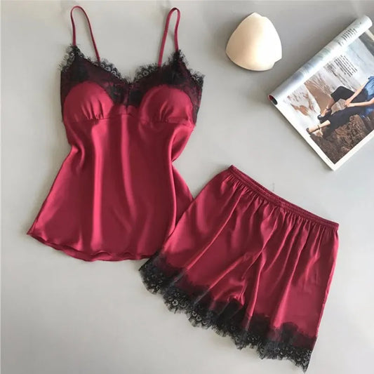 V-Neck Lace Lingerie Pajama Set — Sexy & Elegant