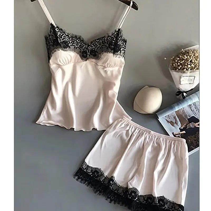 V-Neck Lace Lingerie Pajama Set — Sexy & Elegant
