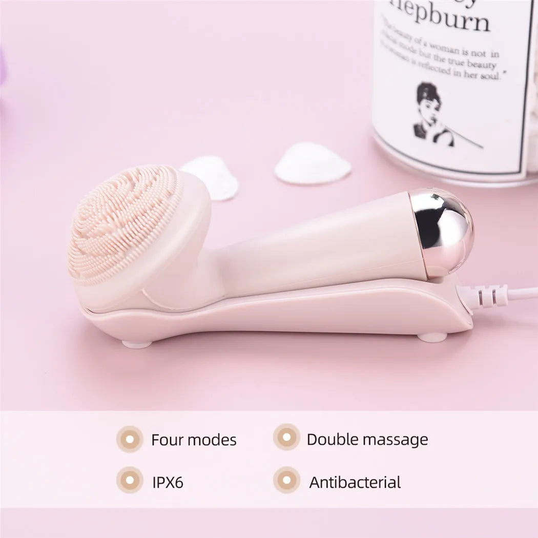 Electric Silicone Facial Brush — Roller & Vibration IPX-6
