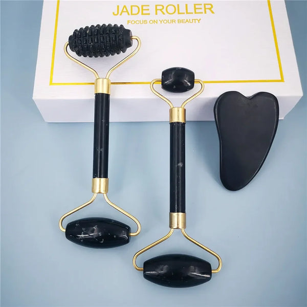 Obsidian Jade Face Roller Set